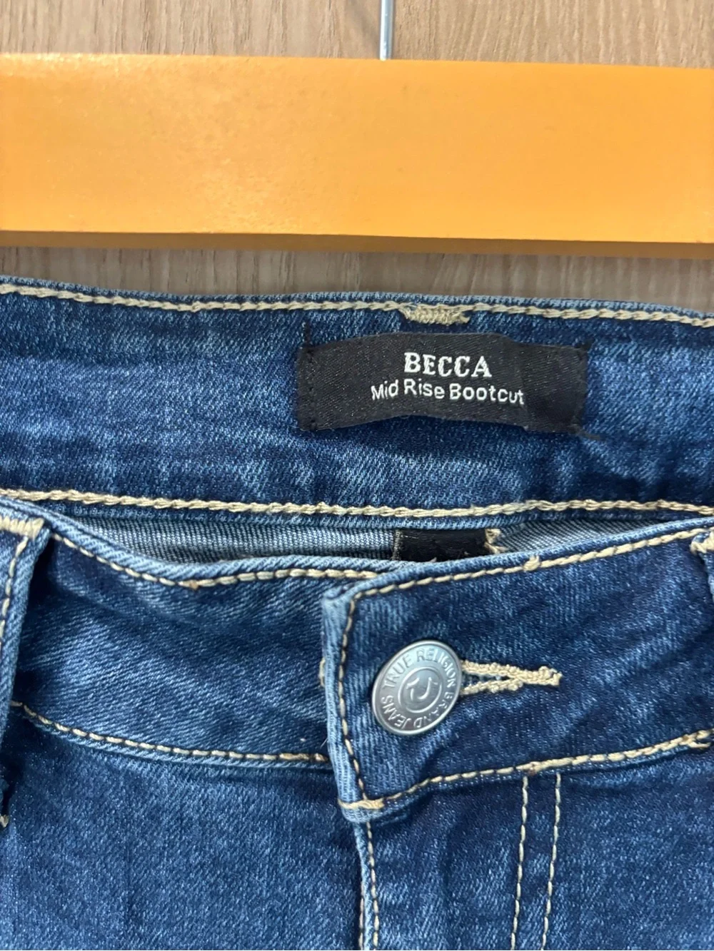 True Religion Becca Mid Rise Boot Cut Jeans Womens 27 Denim Cuffed - Picture 4 of 6